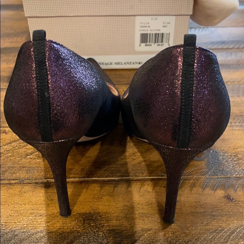 SJP by Sarah Jessica Parker Plum Glitter Pointed Toe Pumps - Picture 3 of 5